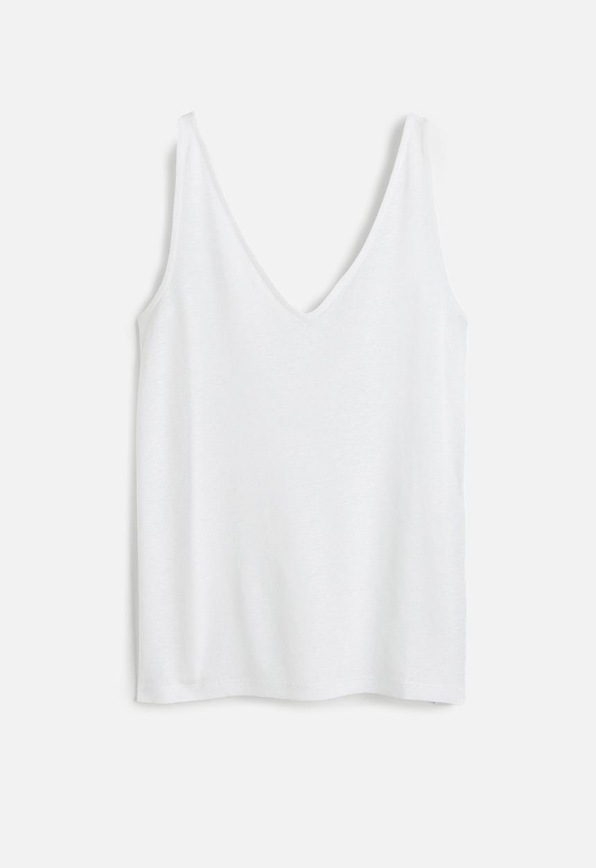 H&M - Linen-blend vest top - white