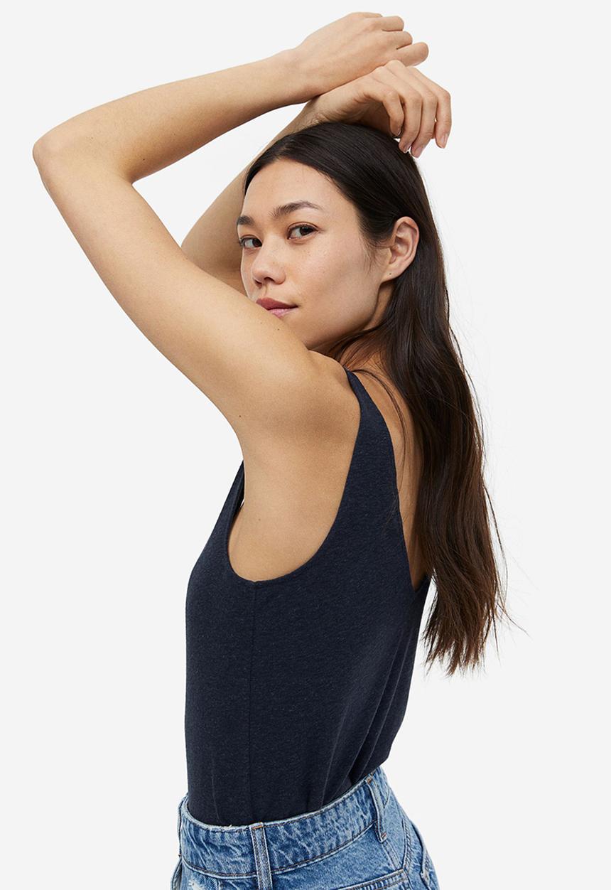 H&M - Linen-blend vest top - dark blue
