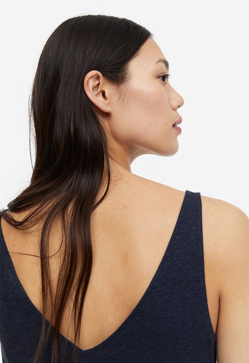 H&M - Linen-blend vest top - dark blue