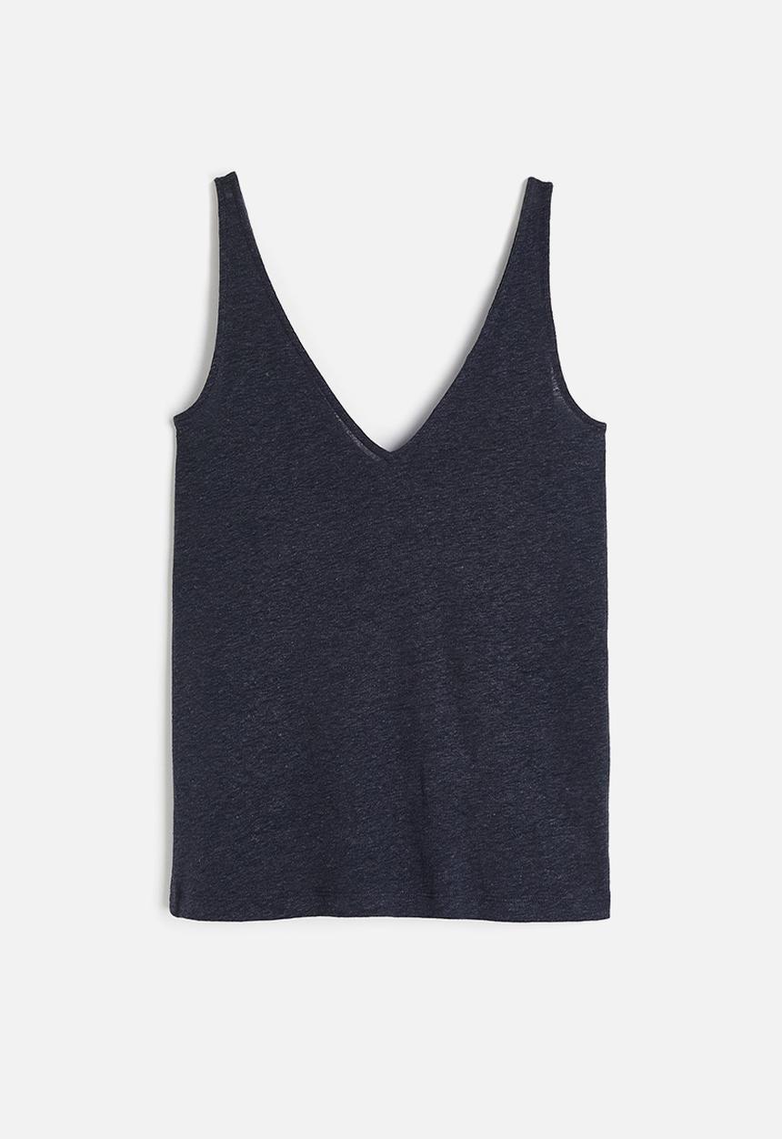 H&M - Linen-blend vest top - dark blue