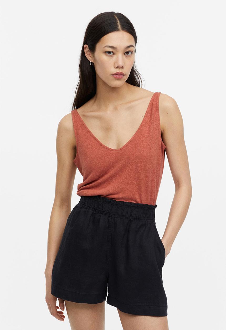 H&M - Linen-blend vest top - brick red
