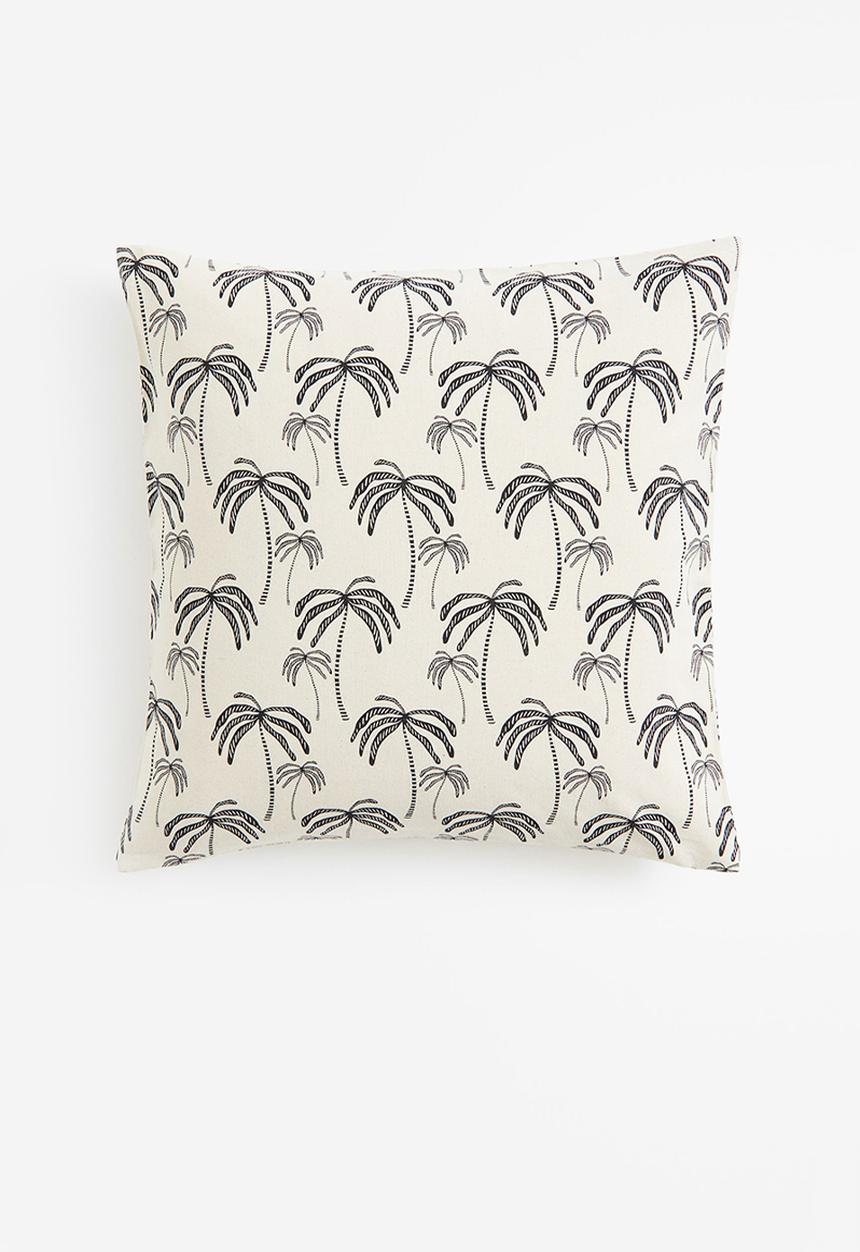 H&M - Patterned cushion cover - light beige/palm trees