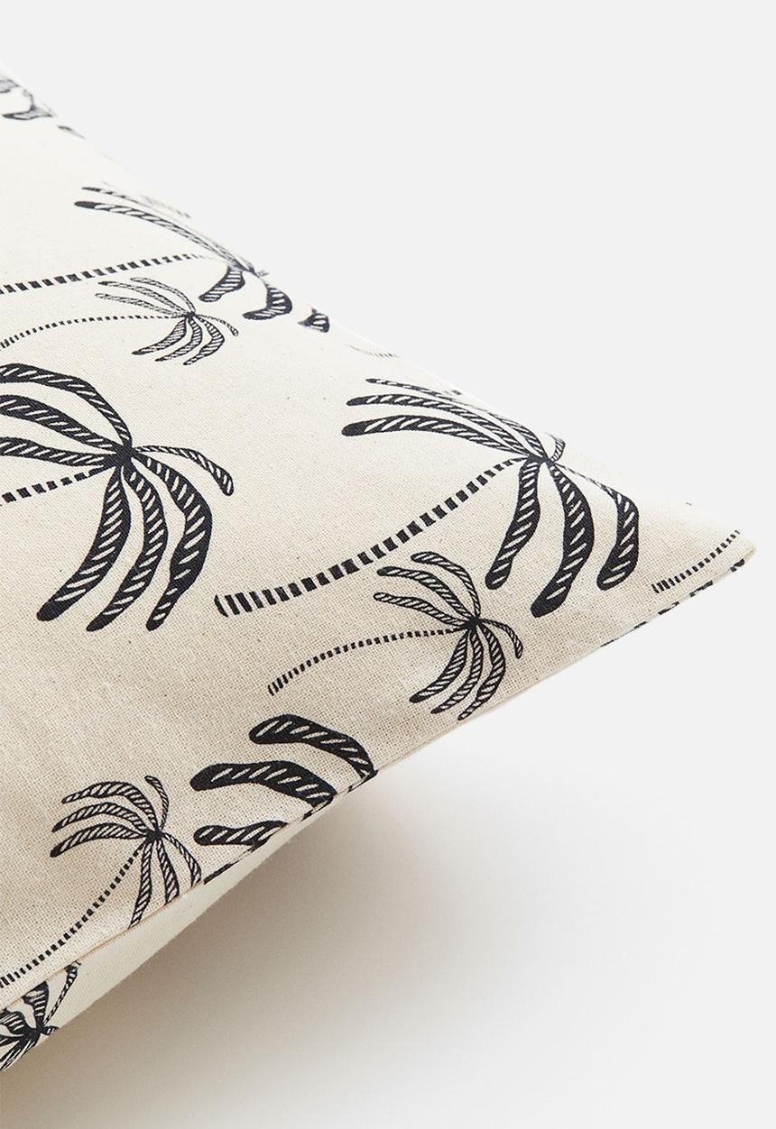 H&M - Patterned cushion cover - light beige/palm trees