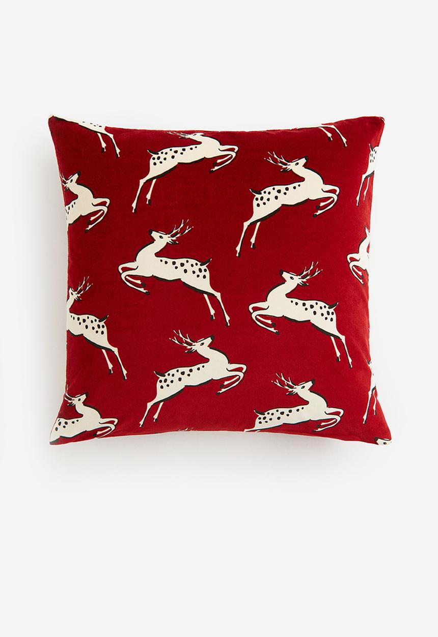 H&M - Velvet cushion cover - dark red/deer