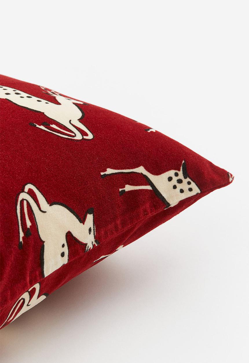 H&M - Velvet cushion cover - dark red/deer