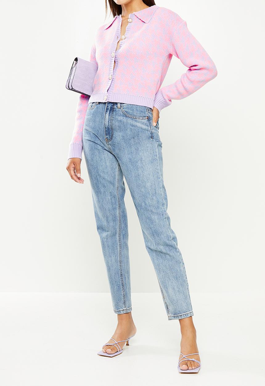 Missguided - Pearl houndstooth collar cardigan co ord  - pink