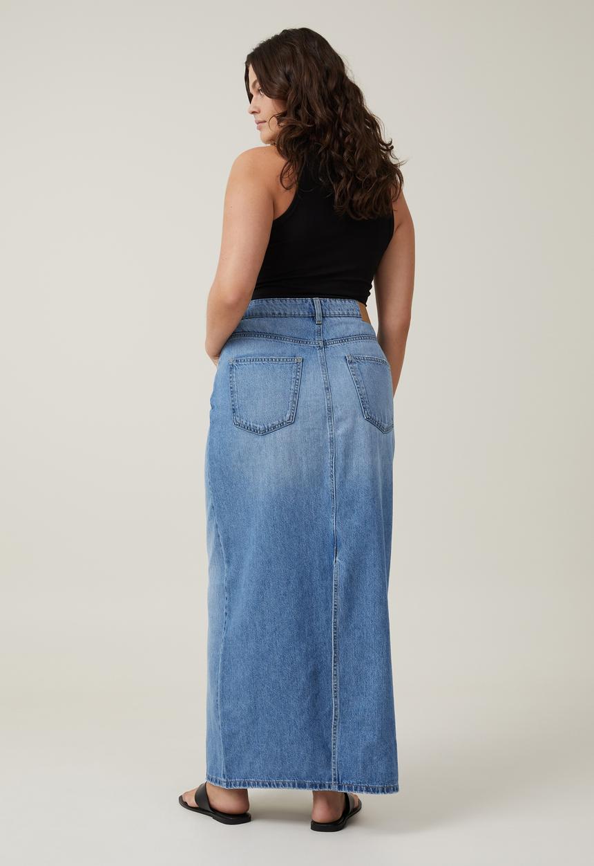 Cotton On - Plus Blake Denim Maxi Skirt - Breeze Blue