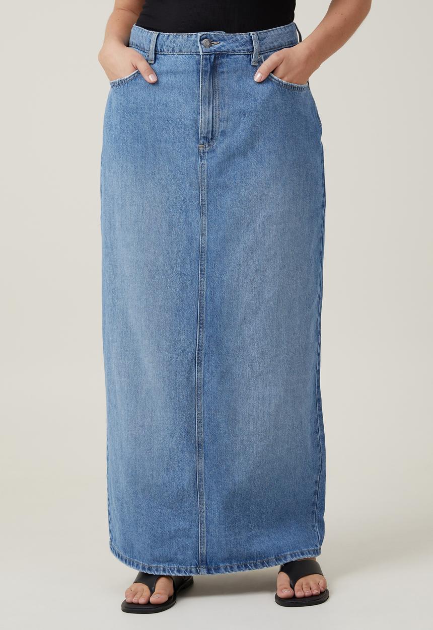 Cotton On - Plus Blake Denim Maxi Skirt - Breeze Blue