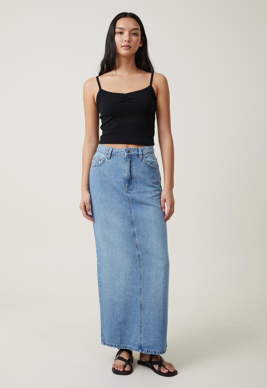 Cotton On - Blake Denim Maxi Skirt - Breeze Blue
