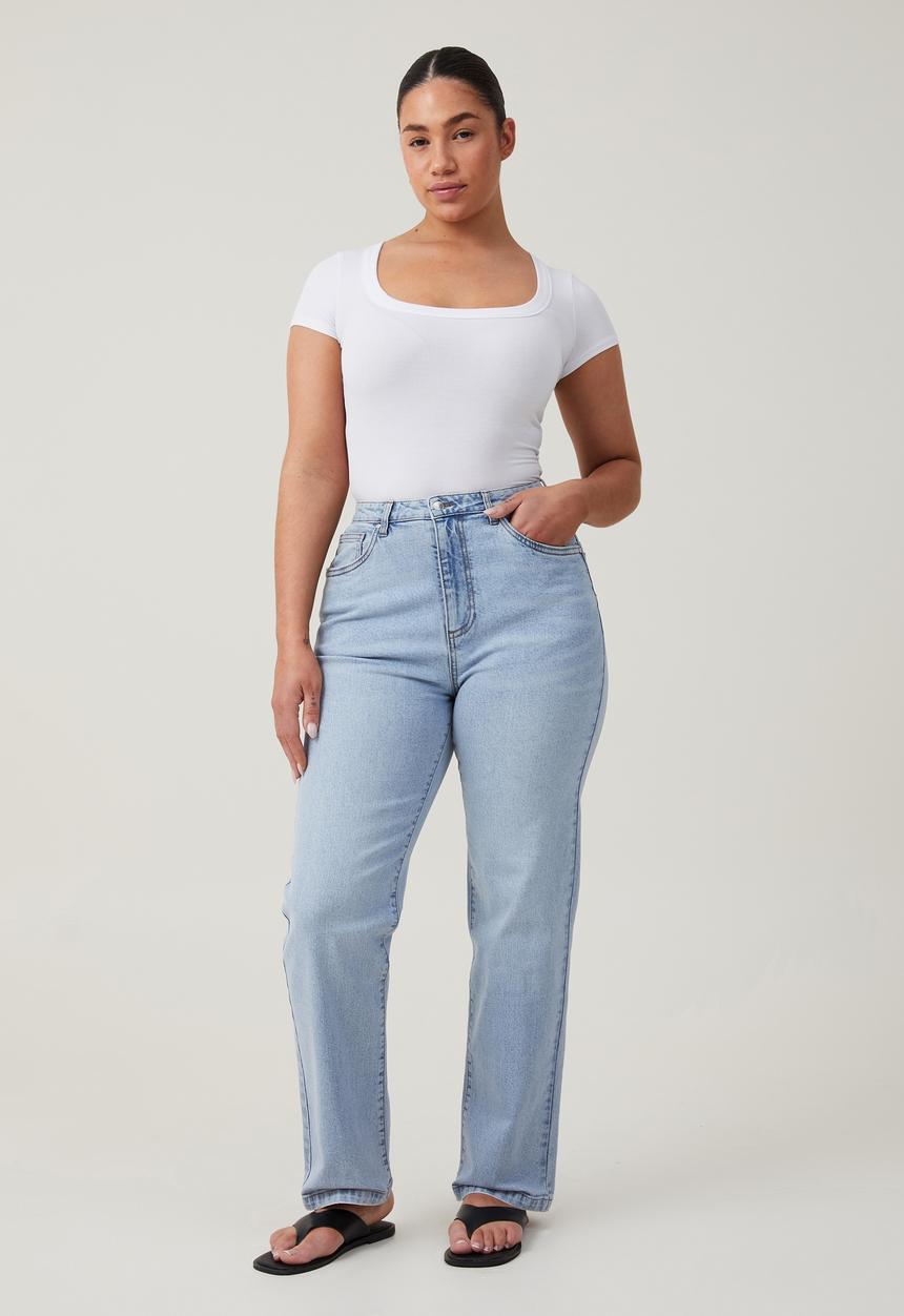 Cotton On - Plus Curvy Stretch Straight Jean - Bondi Blue