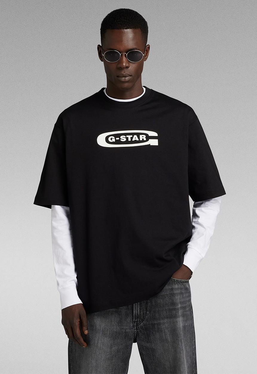 G-STAR - Old school logo boxy r t dry jersey o - dark black
