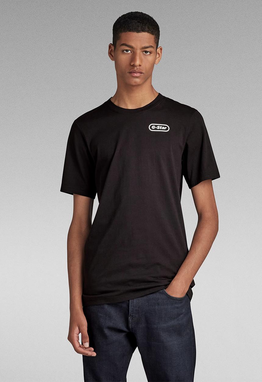 G-STAR - Back gr slim r t compact jersey o - dark black