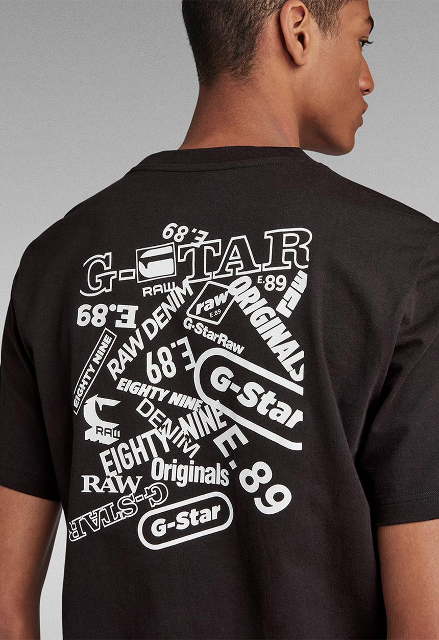 G-STAR - Back gr slim r t compact jersey o - dark black