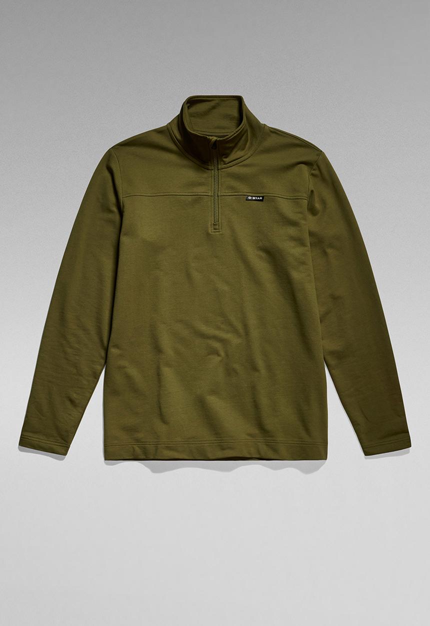 G-STAR - Half zip tweeter compact terry - dark olive
