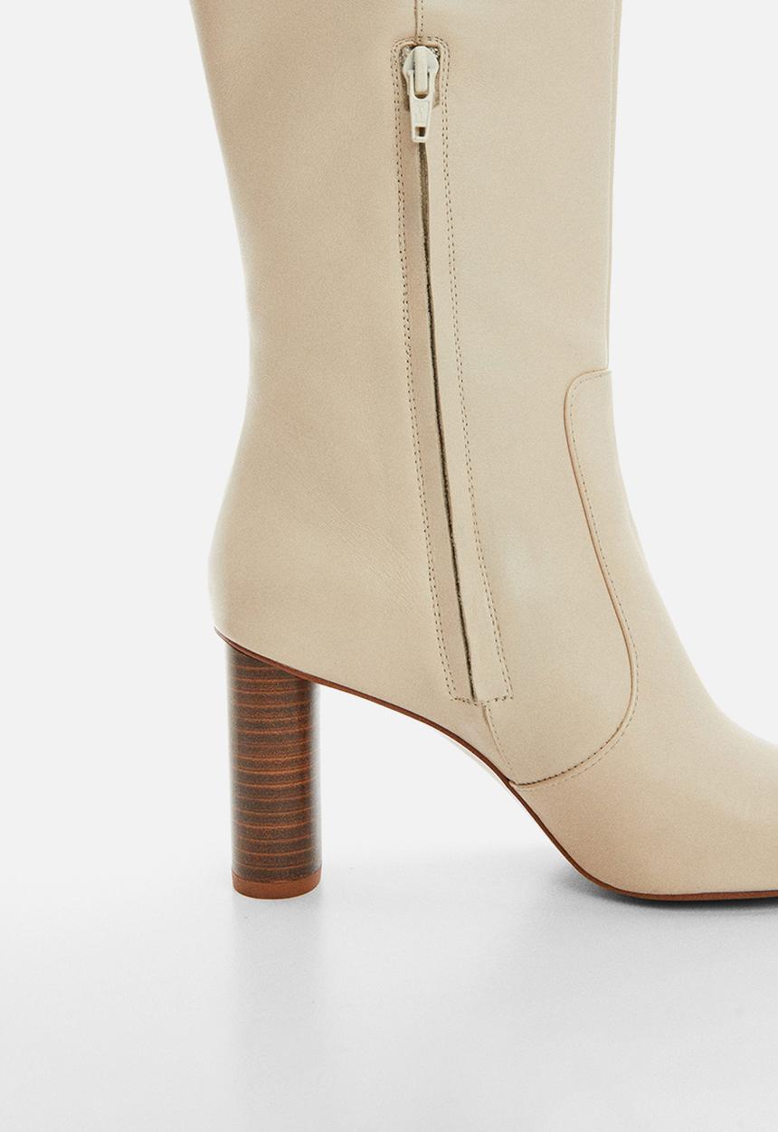 MANGO - Harry block heel boot - light beige