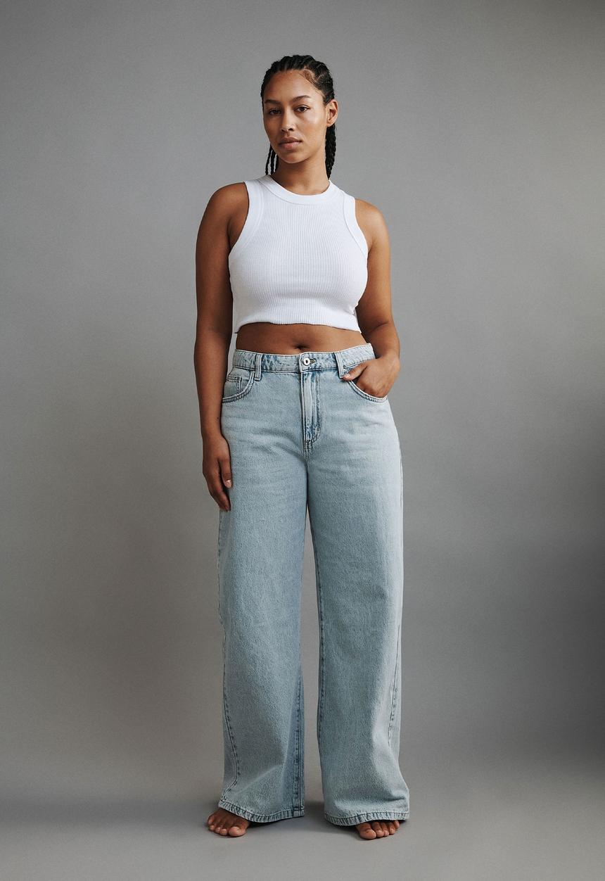 Cotton On - Plus Relaxed Wide Leg Jean - Palm Blue