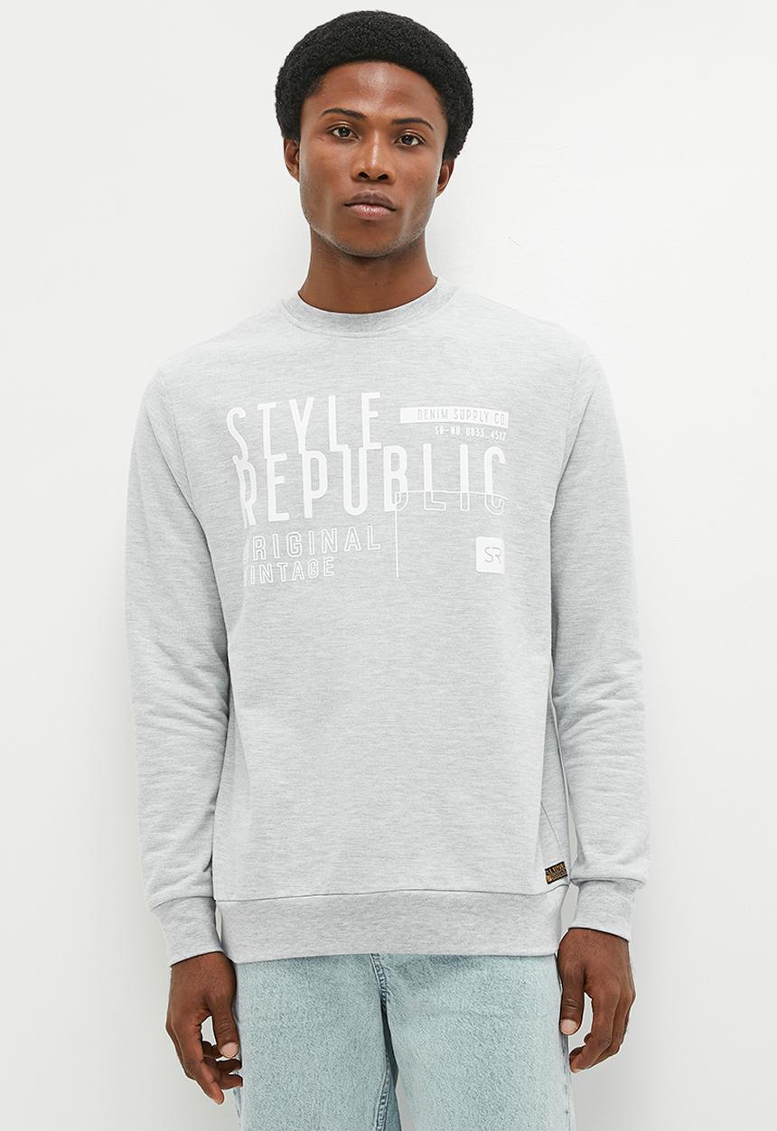 STYLE REPUBLIC - SR crew neck graphic sweater - Grey Melange