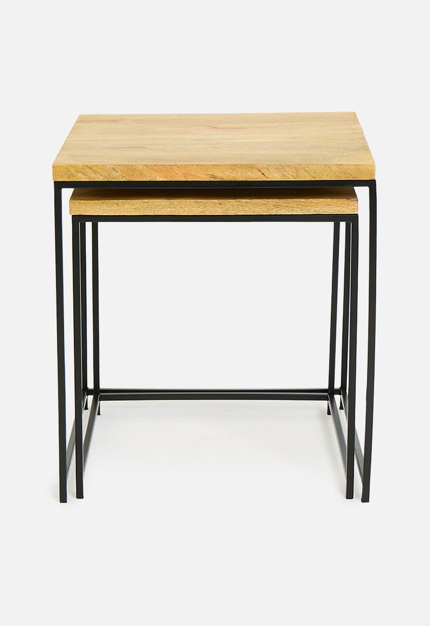 Sixth Floor - Taurus mango wood nested tables set of 2 - neutral
