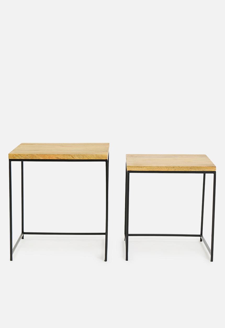 Sixth Floor - Taurus mango wood nested tables set of 2 - neutral