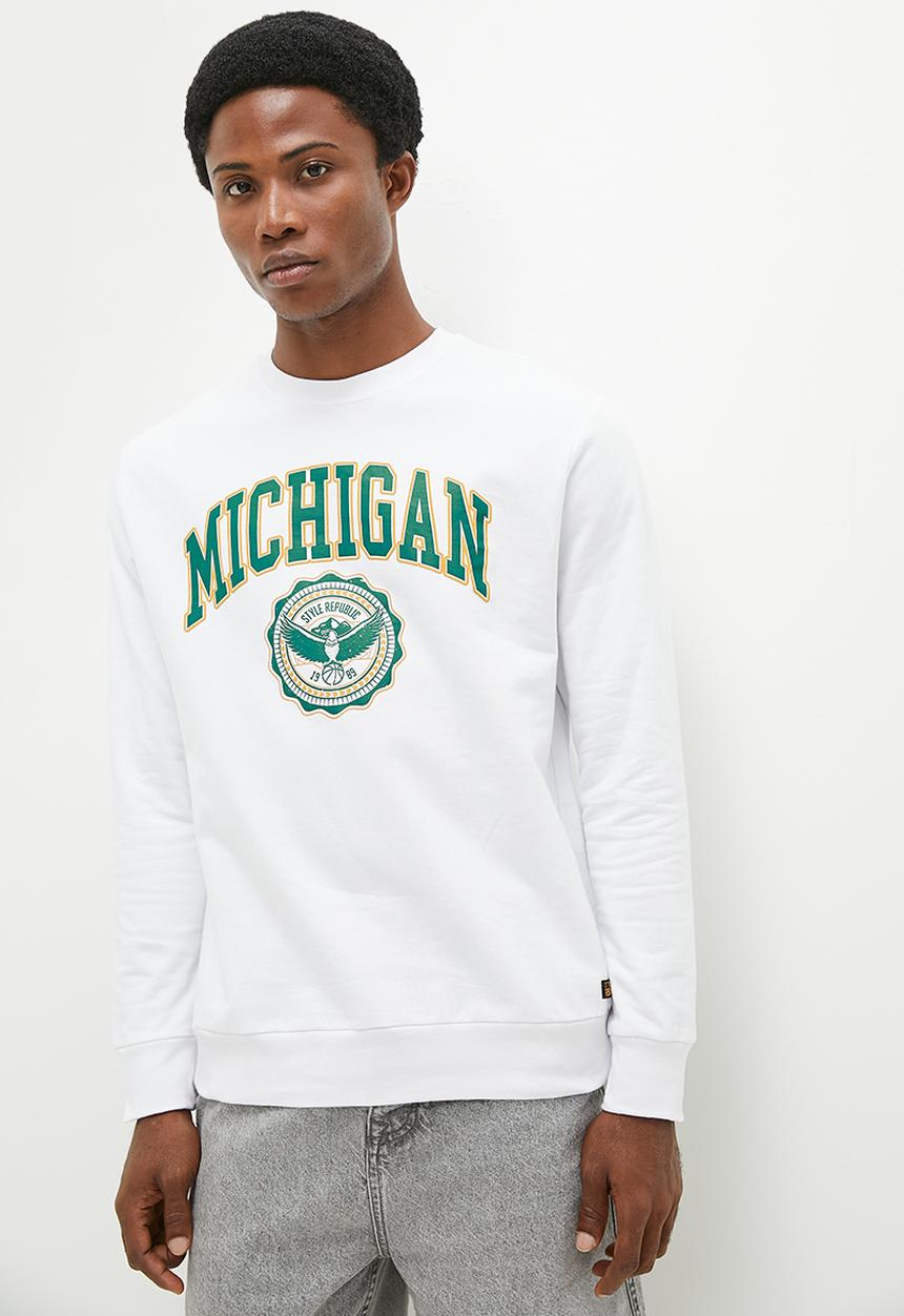 STYLE REPUBLIC - Michigan Crew neck graphic sweater - White