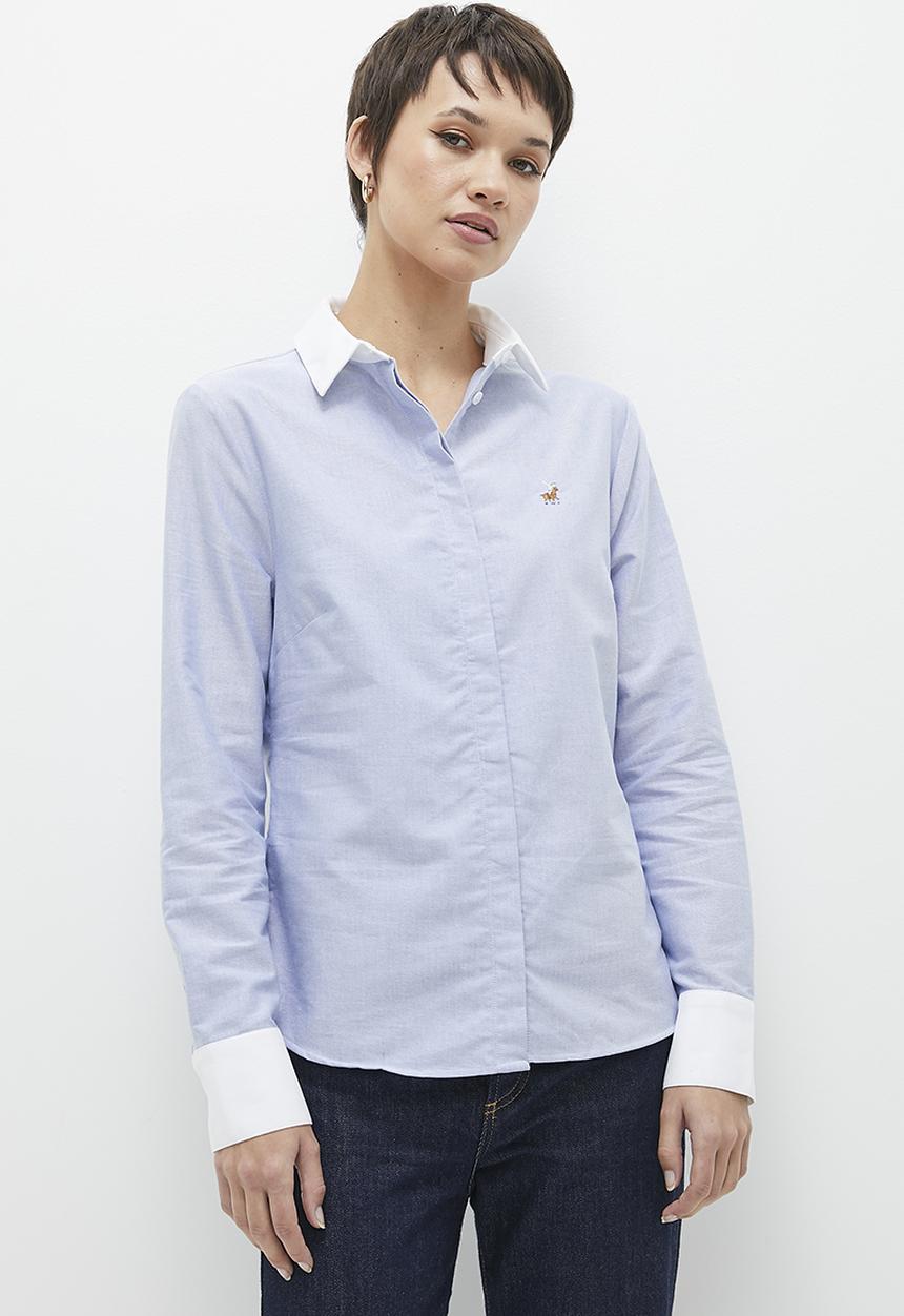 POLO - Wmn excl oxford long sleeve shirt - blue 