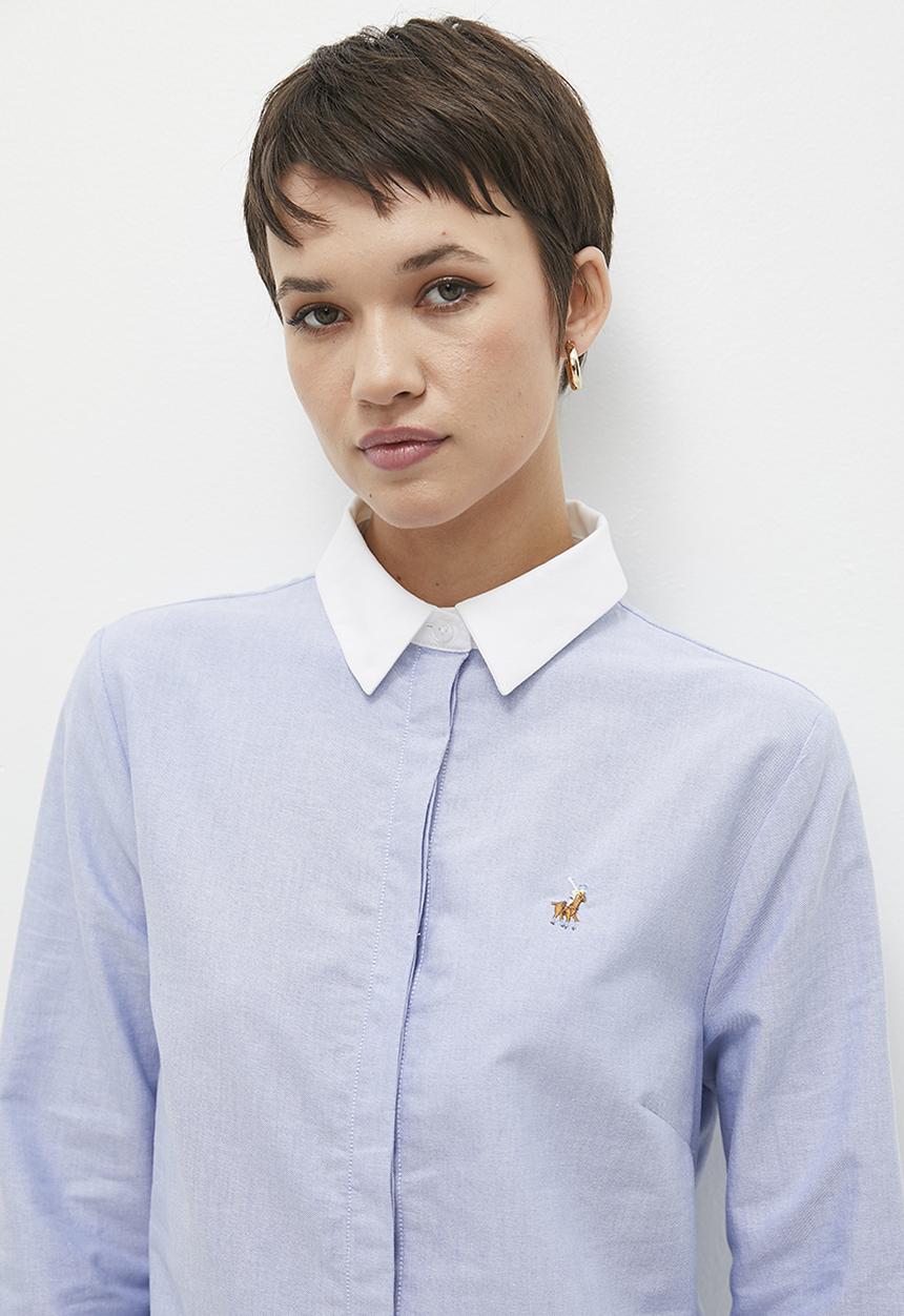 POLO - Wmn excl oxford long sleeve shirt - blue 