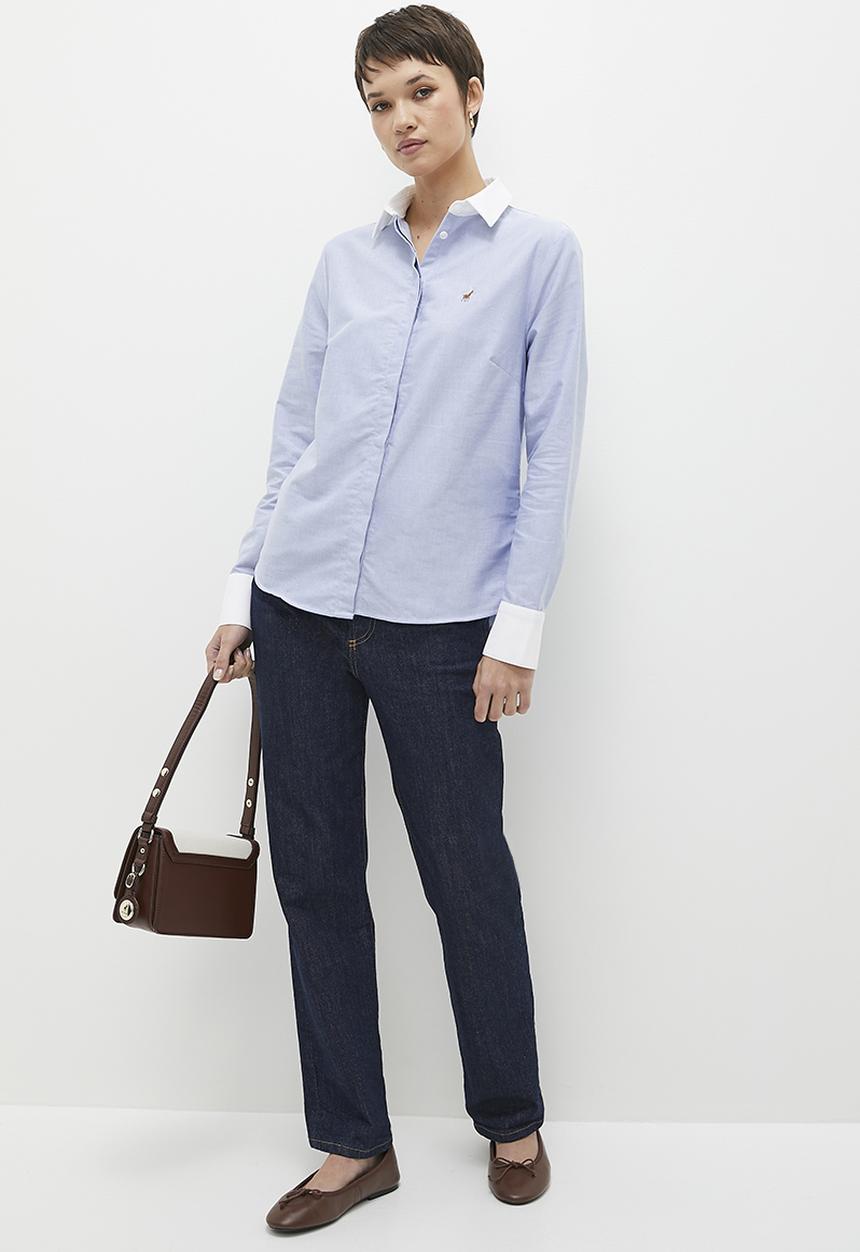 POLO - Wmn excl oxford long sleeve shirt - blue 