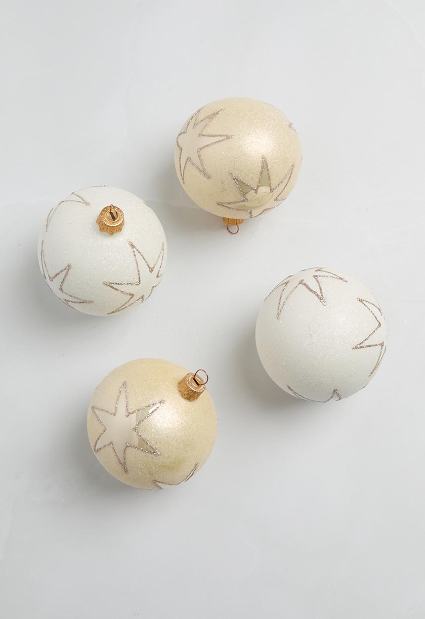 H&S - Handblown star xmas bauble set of 4 - champagne