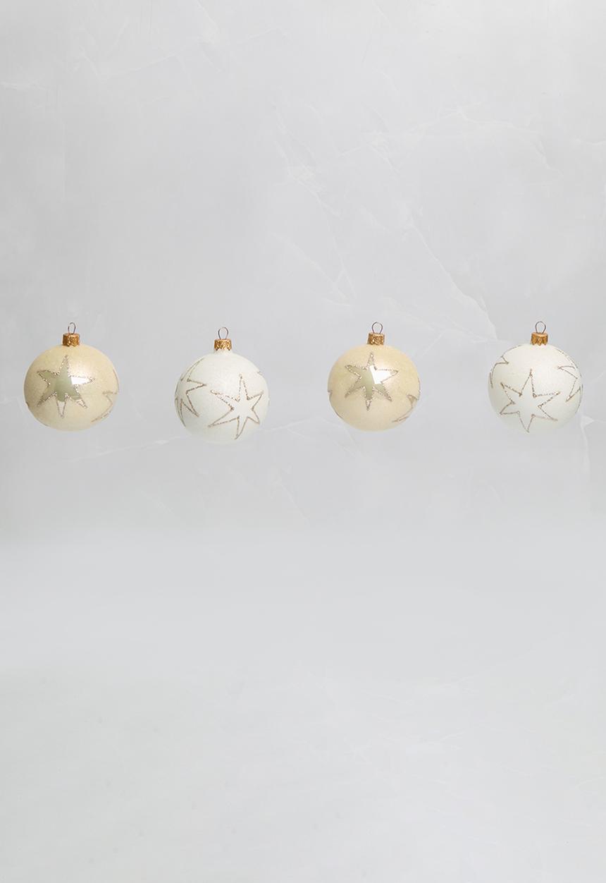H&S - Handblown star xmas bauble set of 4 - champagne