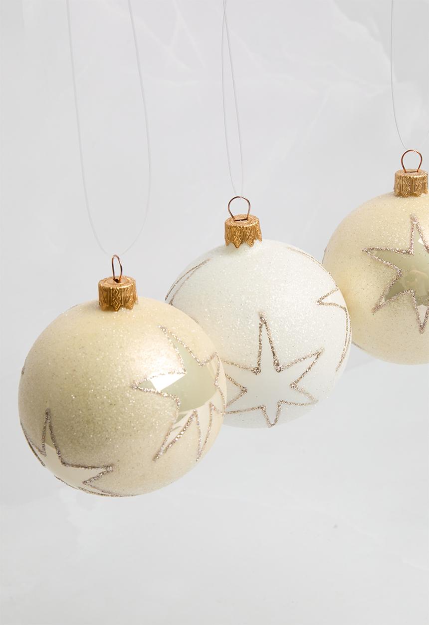 H&S - Handblown star xmas bauble set of 4 - champagne