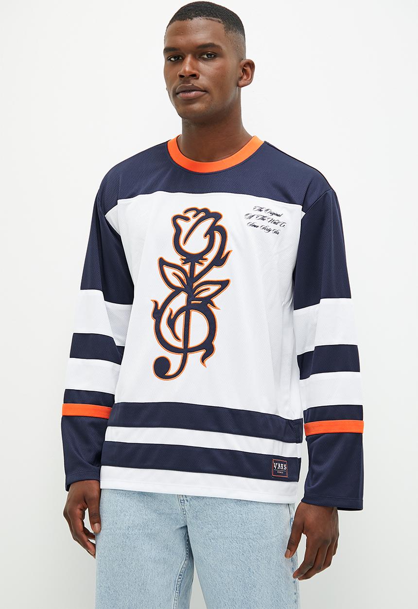Vans - Treble rose hockey jersey - white & dress blues