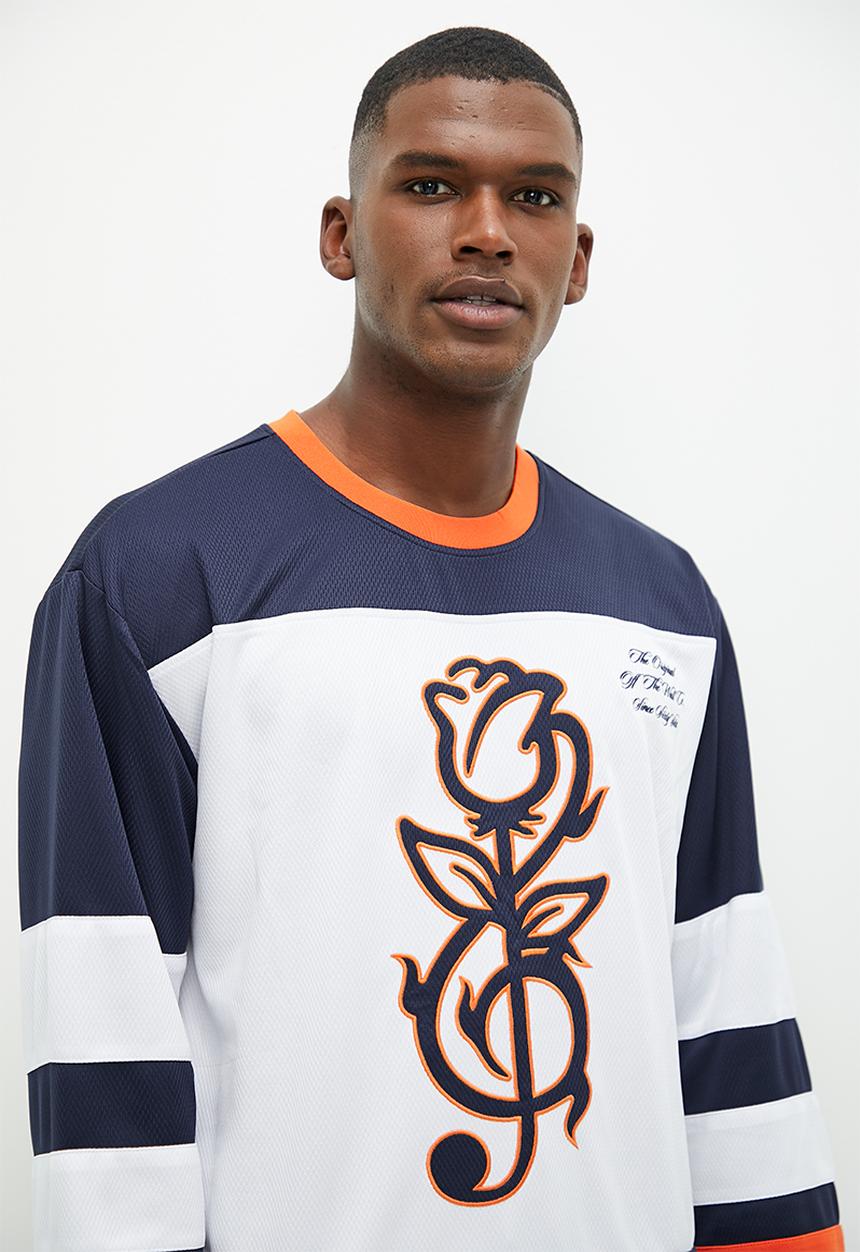 Vans - Treble rose hockey jersey - white & dress blues
