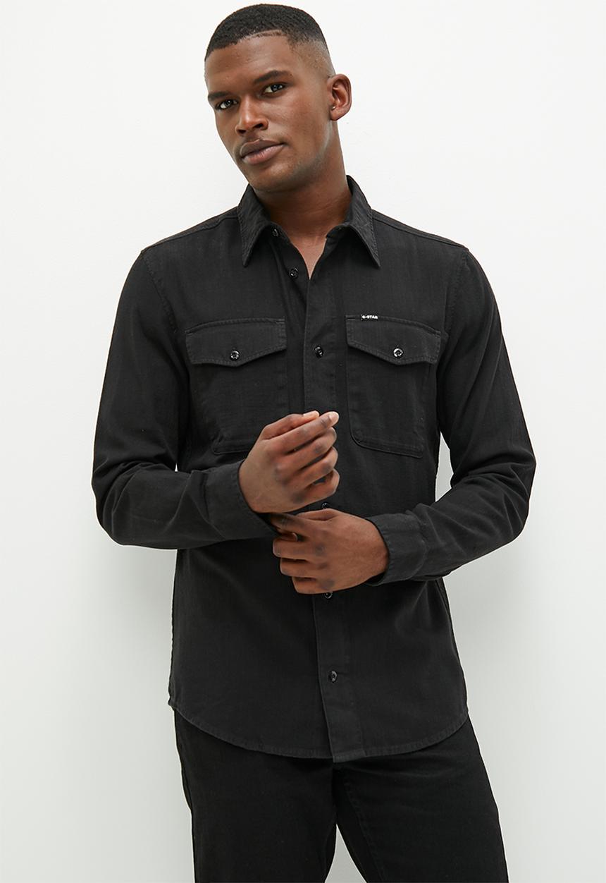 G-STAR - Marine slim shirt l\s Lt wt diamond twill r rfd - dark black gd