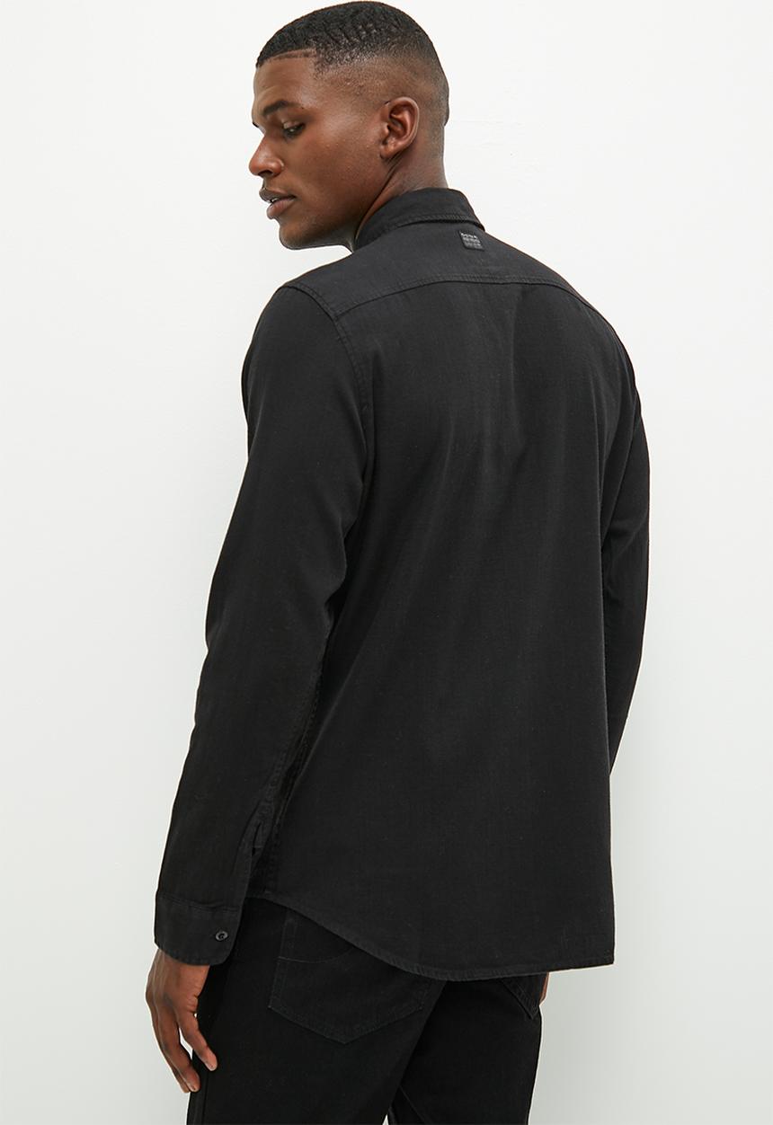 G-STAR - Marine slim shirt l\s Lt wt diamond twill r rfd - dark black gd