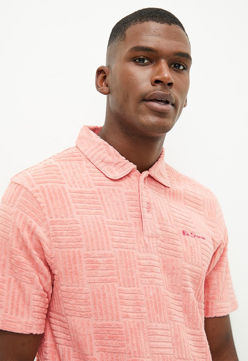 Ben Sherman - Terry textured polo - lt pink