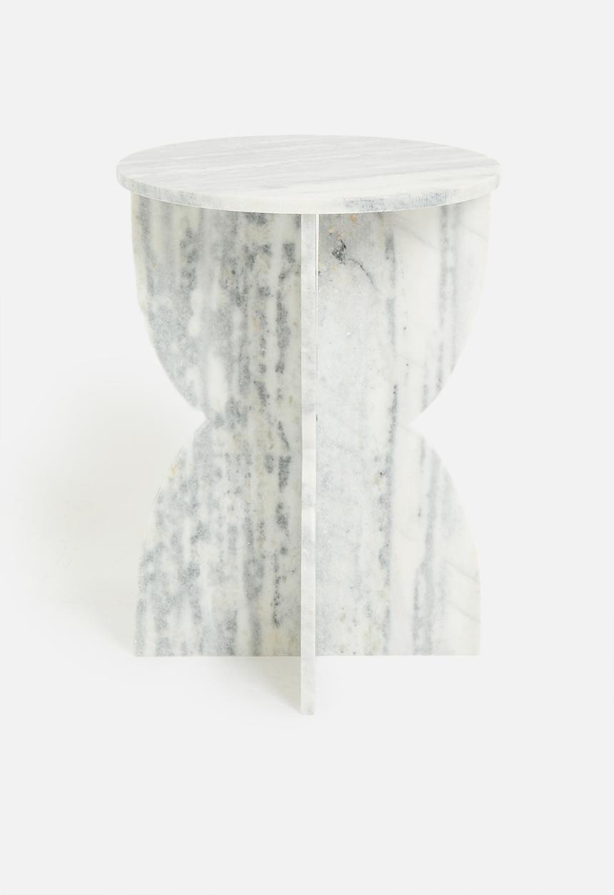 Sixth Floor - Lira marble side table - white