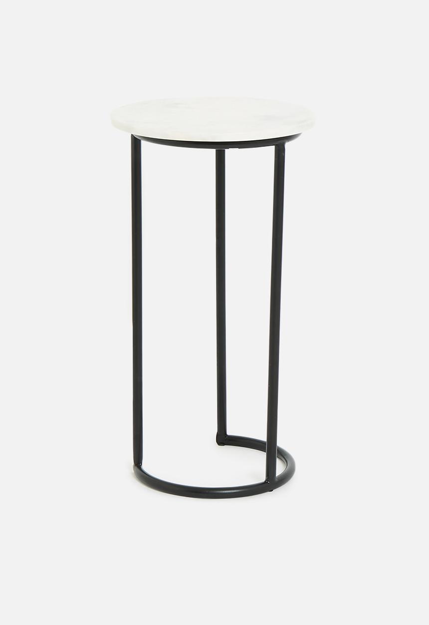Sixth Floor - Khensani marble side table - white