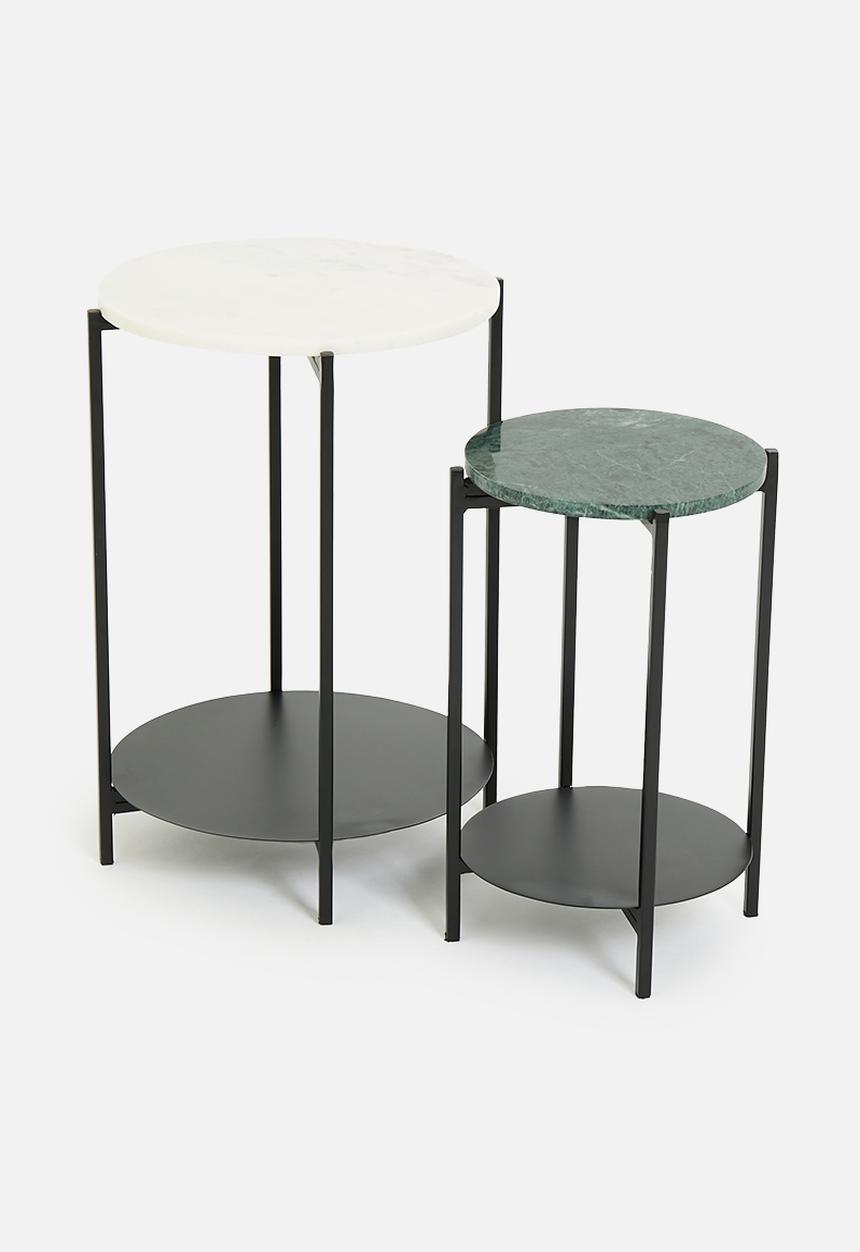 Sixth Floor - Morgan metal and marble nested tables set of 2