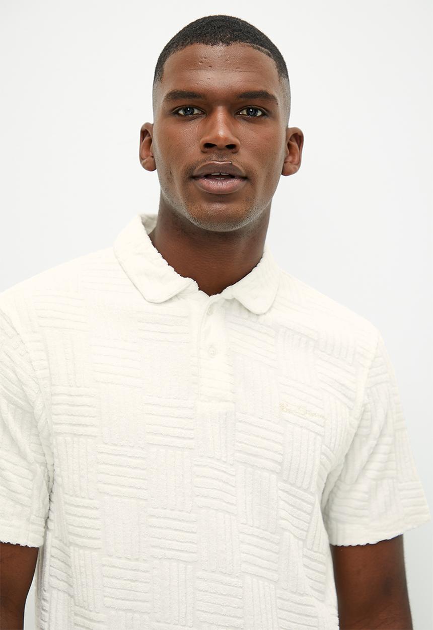 Ben Sherman - Terry textured polo - off white