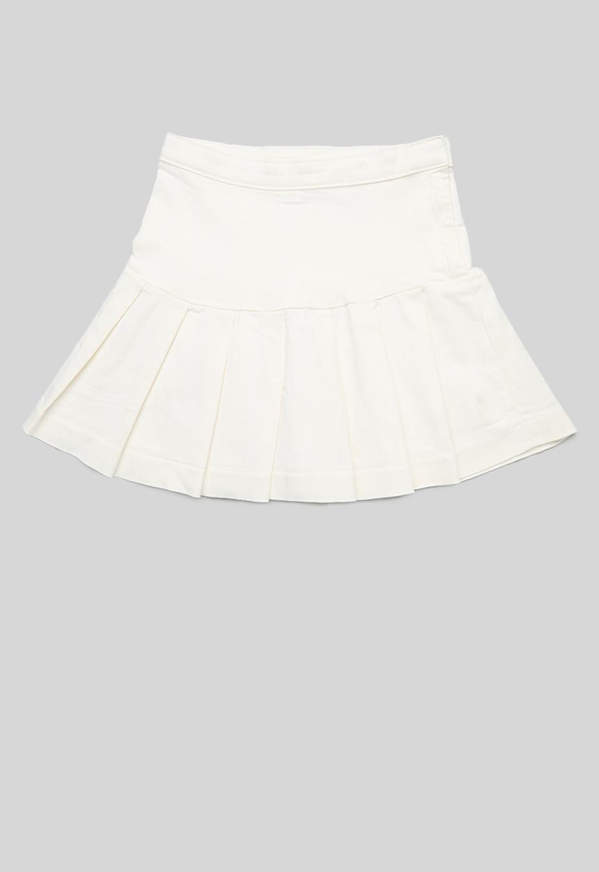 H&M - Pleated denim skirt - white