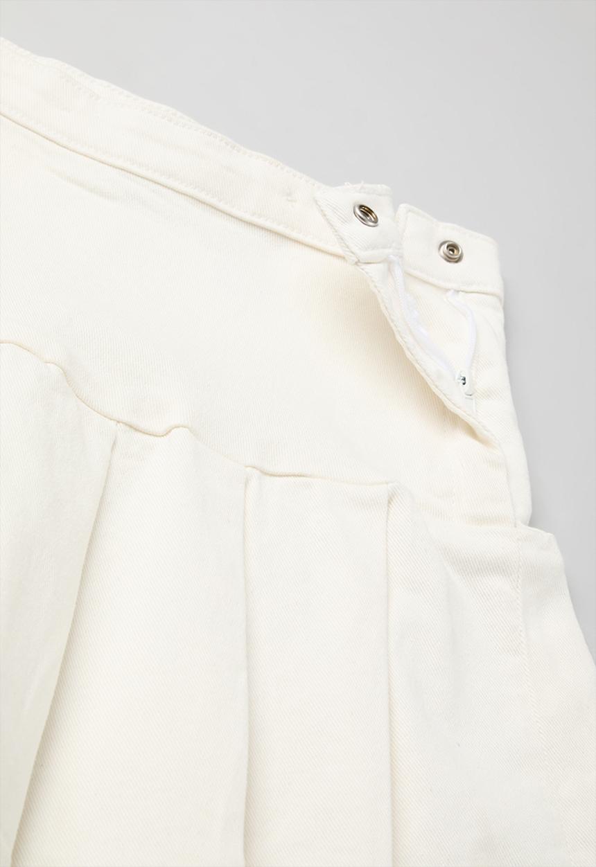 H&M - Pleated denim skirt - white