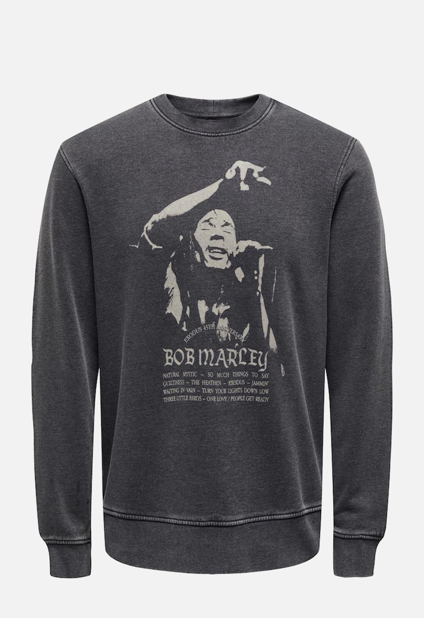 Only & Sons - Bob Marley Reg Crew Neck Sweat - Black