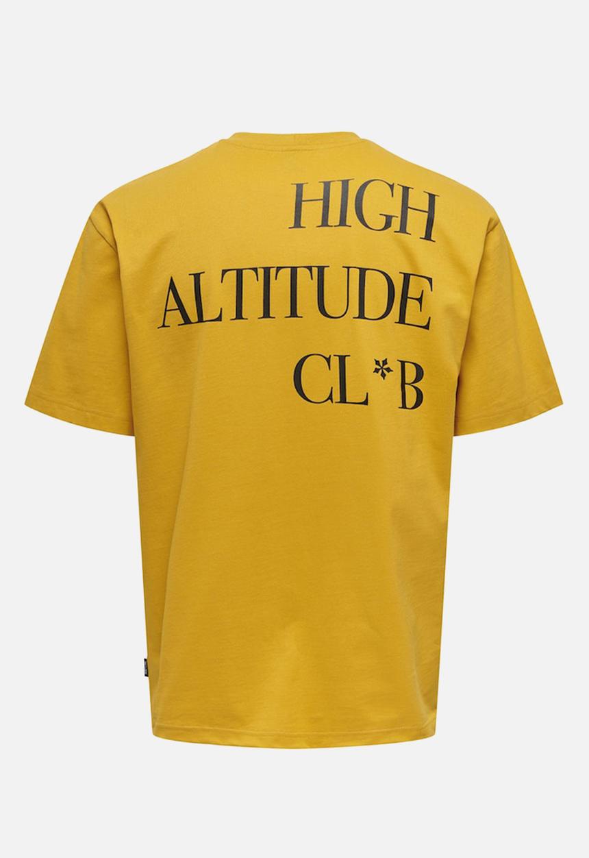 Only & Sons - Eddie rlx text short sleeve t-shirt - nugget gold