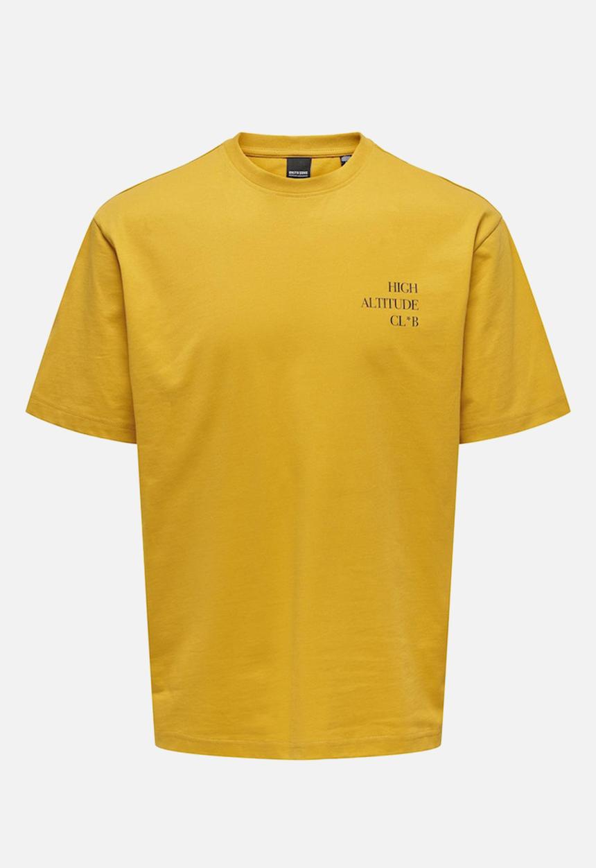 Only & Sons - Eddie rlx text short sleeve t-shirt - nugget gold