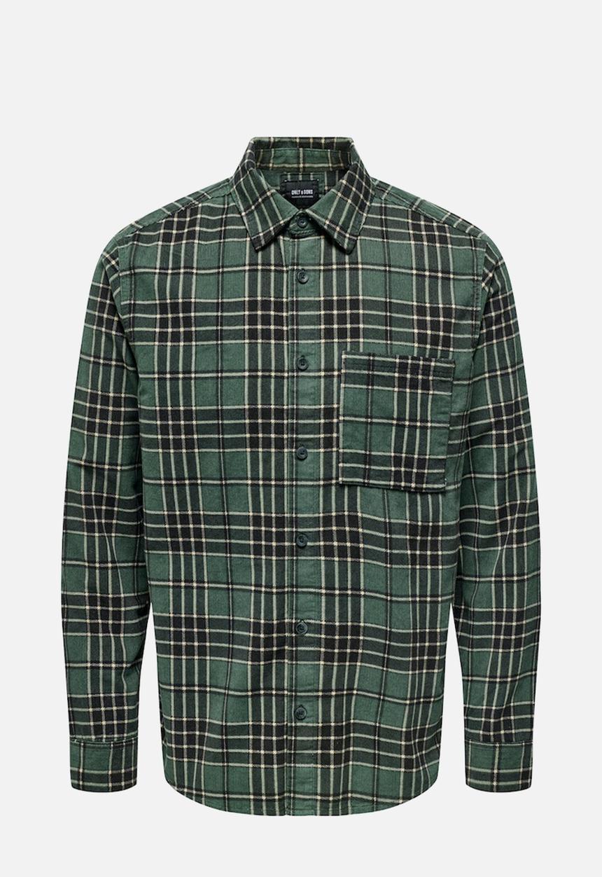 Only & Sons - Leo reg long sleeve wash cord shirt - cilantro