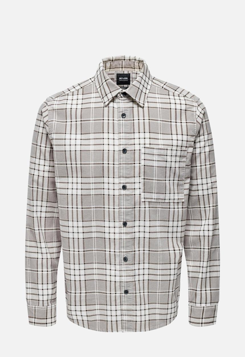 Only & Sons - Leo reg long sleeve wash cord shirt - antique white