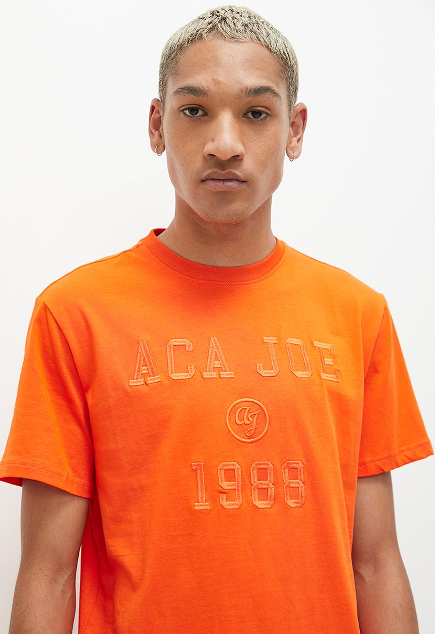 Aca Joe - Mens Aca Joe Tonal Embroidery Crew Tee - SS - Scarlet Ibis
