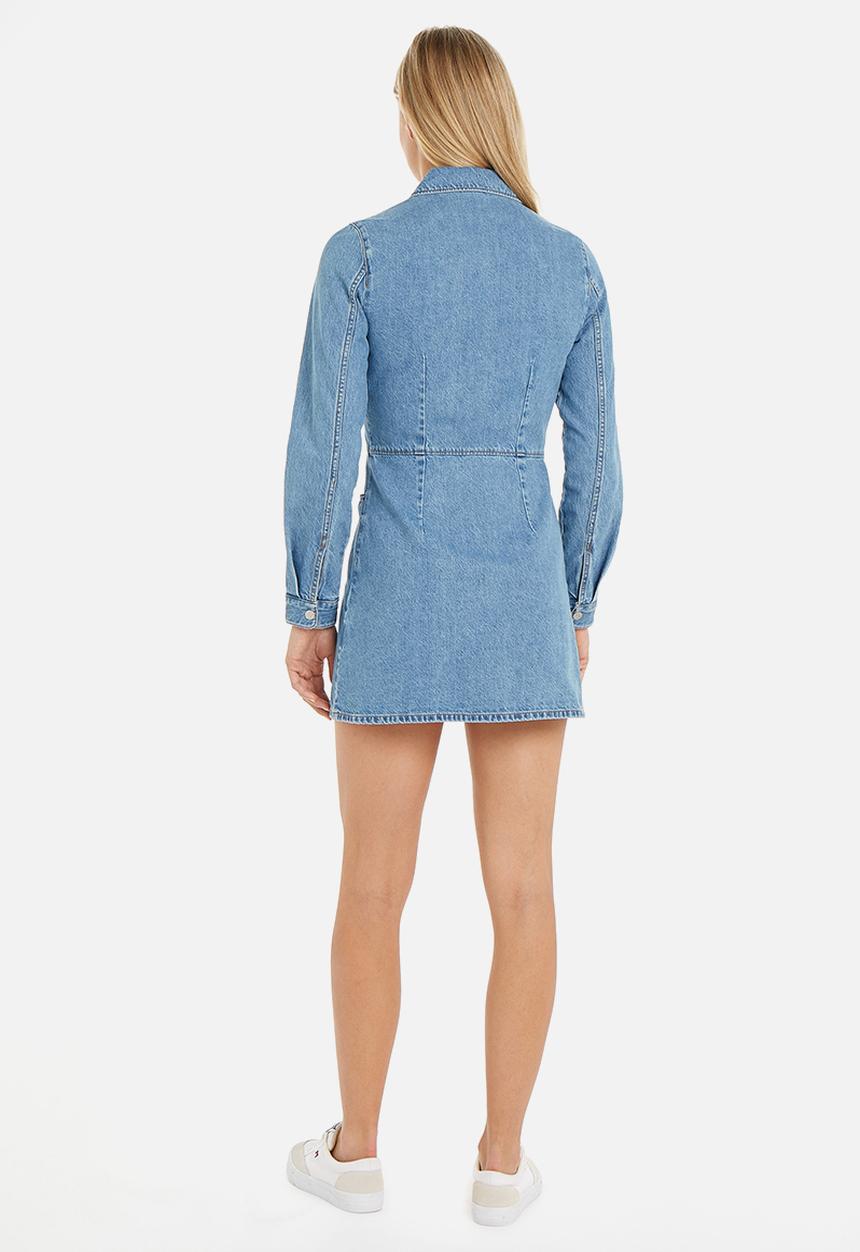 Tommy Hilfiger - Tjw long sleeve badge denim mini dress - blue denim