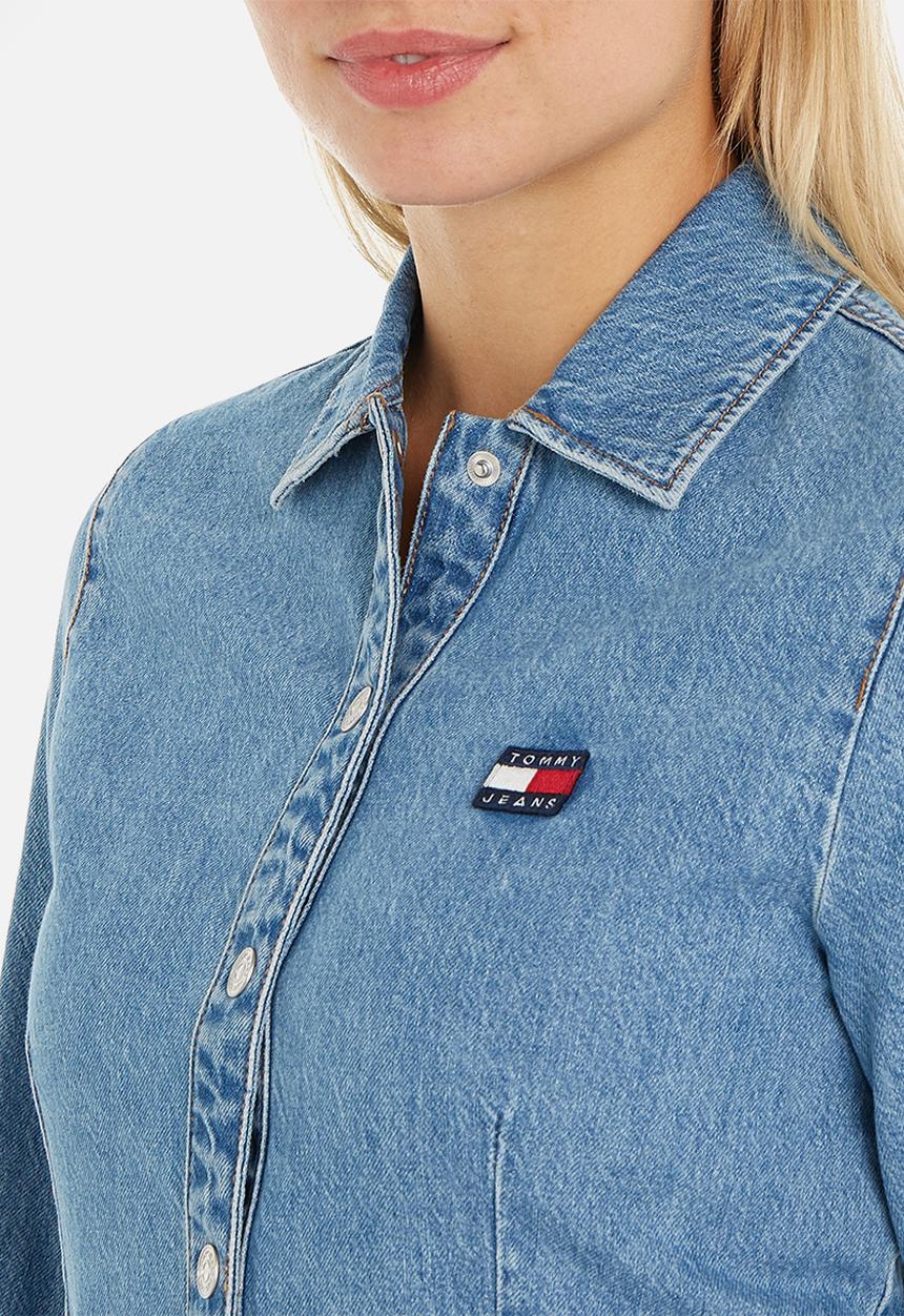 Tommy Hilfiger - Tjw long sleeve badge denim mini dress - blue denim