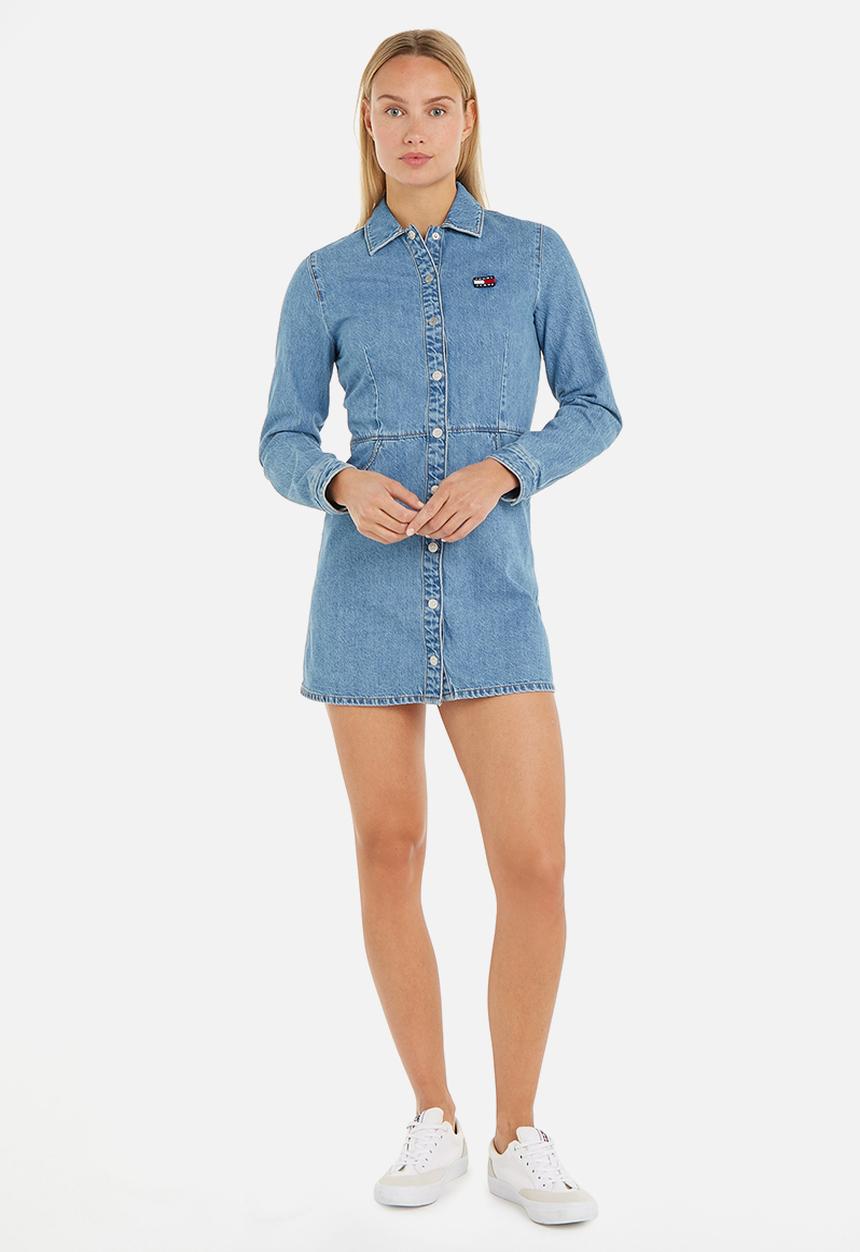 Tommy Hilfiger - Tjw long sleeve badge denim mini dress - blue denim